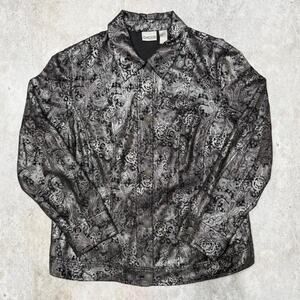 Chicos Womens Metallic Paisley Jacket in XL